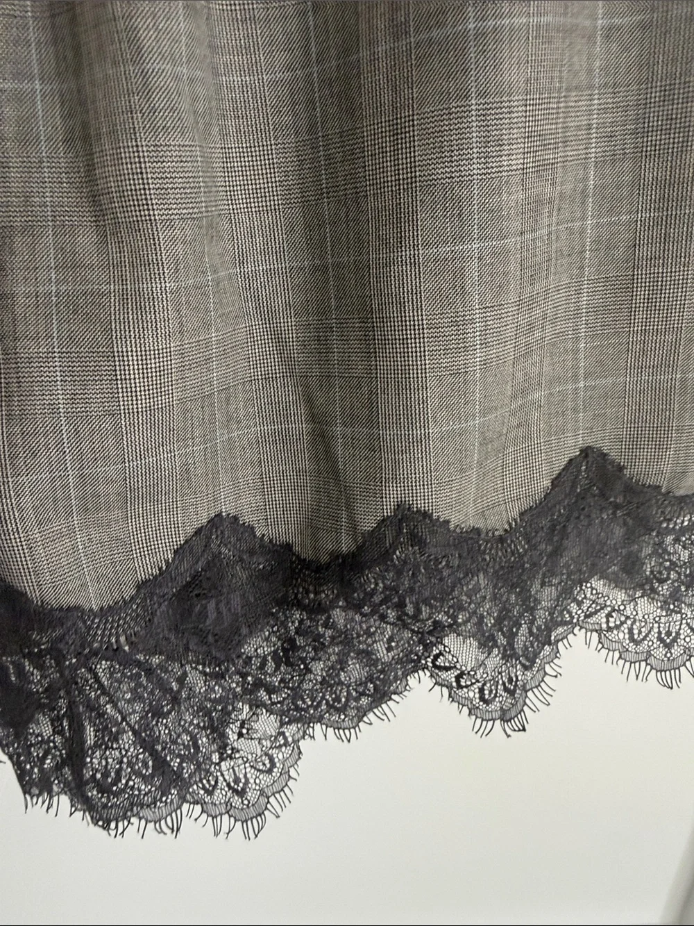 Gold Hawk wool blend Plaid Gray Lace-Trim Women’s Shorts